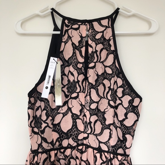 AQUA Floral Lace Halter Dress - Picture 6 of 7